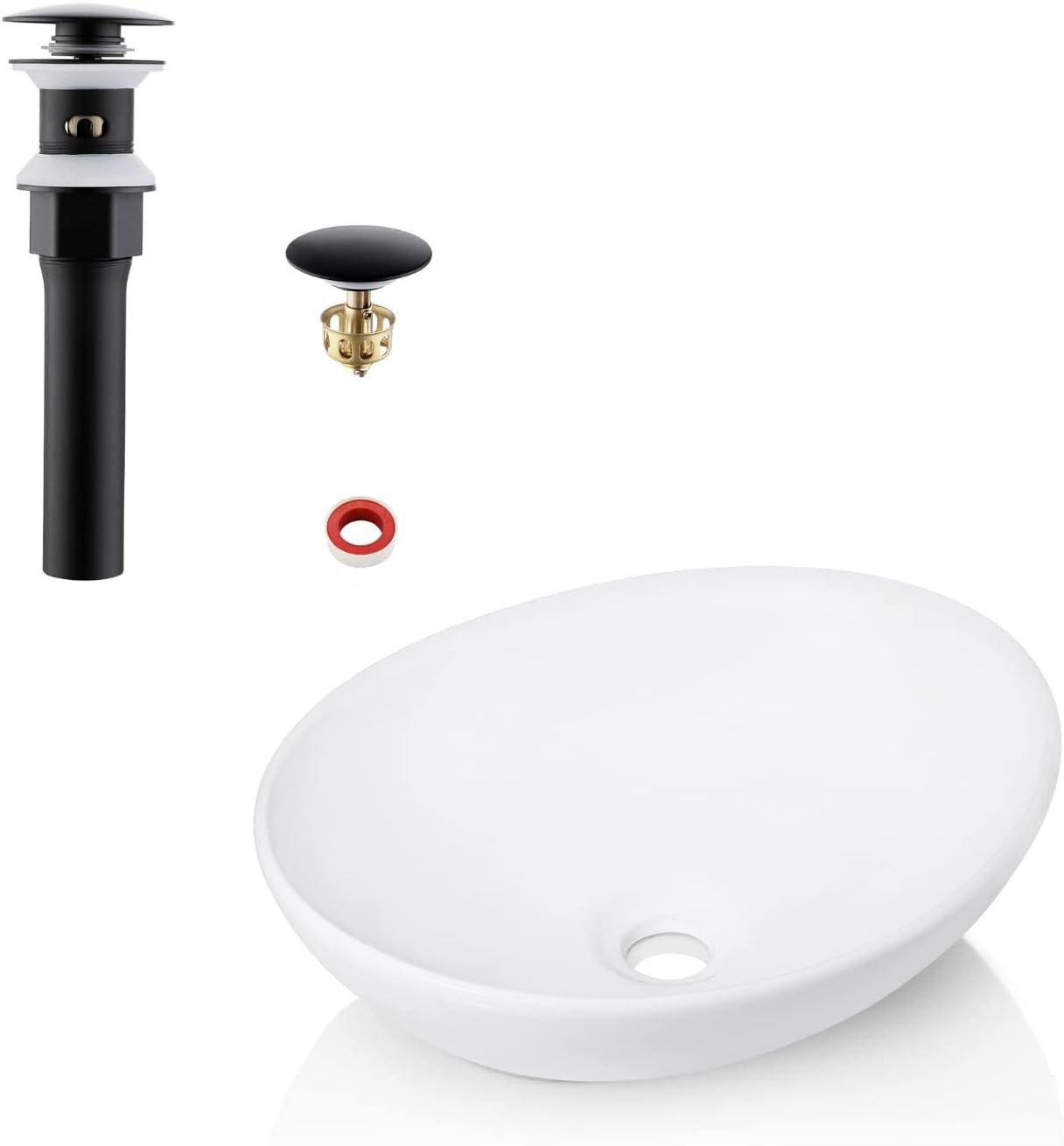KES Oval Bathroom Sink Drain with Hair Catcher and Overflow