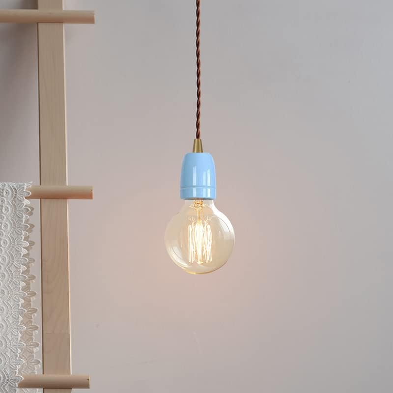 Blue E26 Ceramic Base Pendant Light Set of Three