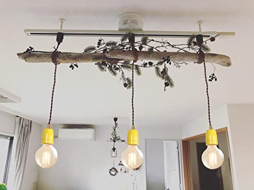 KAYYELAMP Yellow E26 Ceramic Base Pendant Light Set of Three