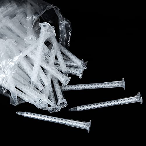 ZIQI 100 Pcs Epoxy Resin Mixing Nozzle Tips 11 Ratio 17 Cascades White