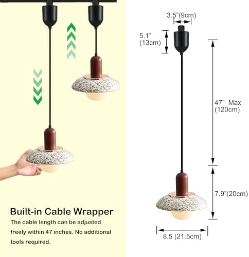 Kiven L Style 2-Wire Track Pendant Light with Ceramic Shade