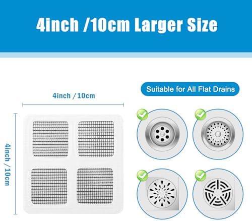 30PCS Pack Disposable Hair Catcher Drain Cover Mesh Stickers