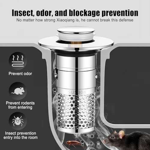 Stainless Steel Sink Hair Catcher with Pop Up Mechanism