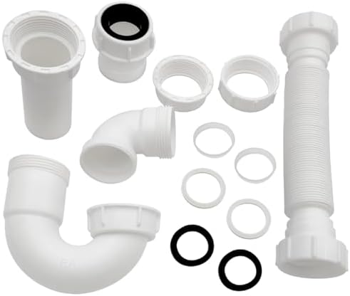 TGEOND White P-Trap with Threaded Adapter and Reversible J-Bend