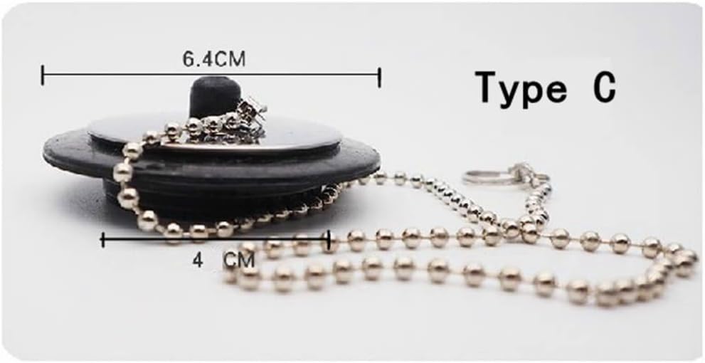 2 Pcs Universal Bathtub Plug with Chain Drain Stopper 1