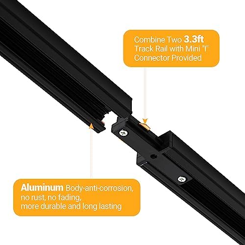 TuyuBEE 20FT H Track Lighting Rails Kit - Black