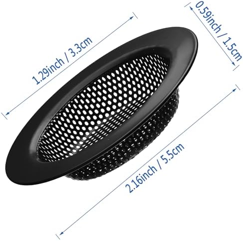 2 Pcs Black Stainless Steel Mesh Sink Drain Strainer with Large Food Catch