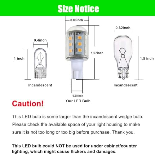 Makergroup T5 T10 LED Bulb 6pcs 2Watt Cool White 6000K Outdoor Use
