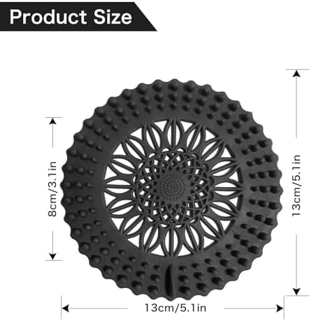 WODETIM Shower Drain Hair Catcher 4 Pack Black