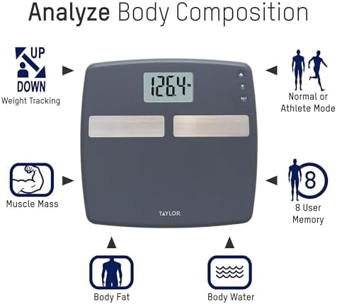 Taylor 400 Lb Digital Body Composition Analyzer Bath Scale Gray