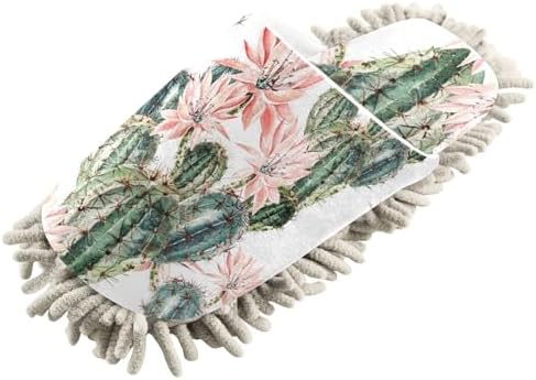Sinestour Floral Cactus Mop Slippers for Floor Cleaning