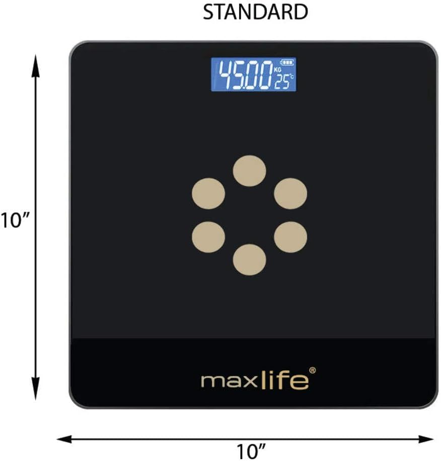 Max Life Digital Body Weight Scale with Large 12 Inch Tempered Glass Display