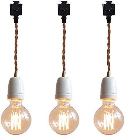 KAYYELAMP White Ceramic Track Pendant Light Set of Three
