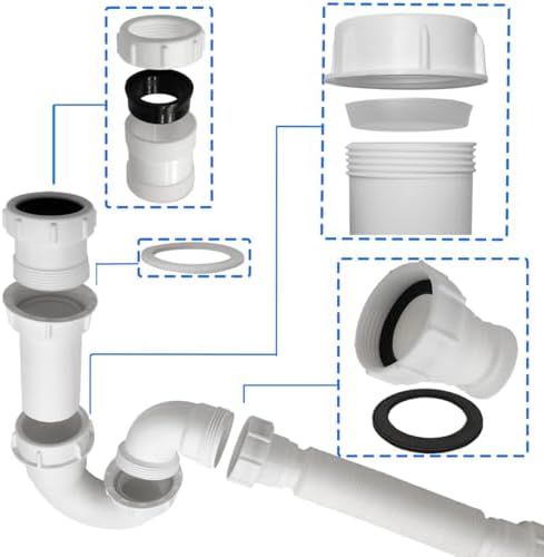 TGEOND White P-Trap with Threaded Adapter and Reversible J-Bend