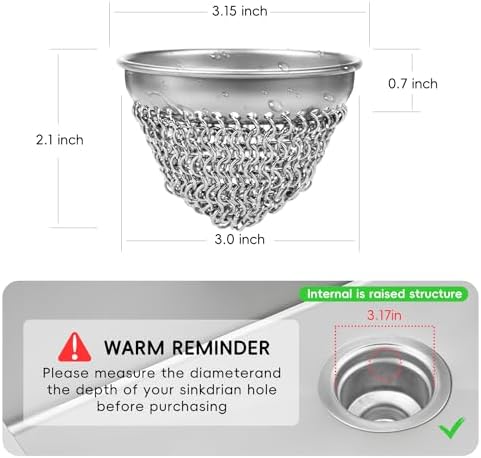 Wokdada Reversible Stainless Steel Sink Strainer