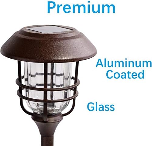 GIGALUMI 4 Pack Solar Path Lights Waterproof Metal with Glass Stainless Steel