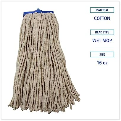 Boardwalk BWK716CEA 16 oz Cut-End Lie-Flat Cotton Wet Mop Head - White