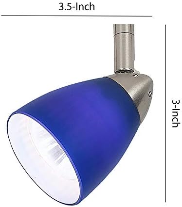 Benzara Adjustable Track Light Head with Blue Glass Shade