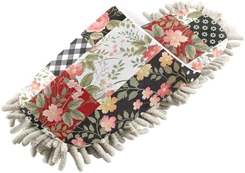 Sinestour Patchwork Roses Mop Slippers for Floor Cleaning