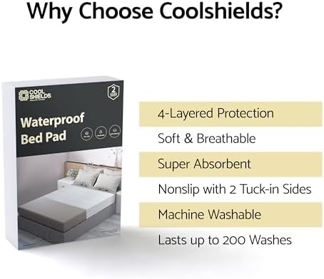 CoolShields Waterproof Bed Pads 2 Pack White