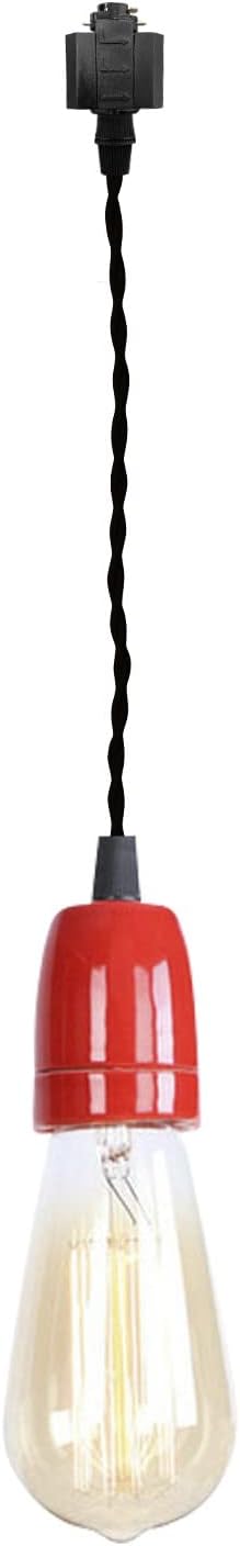 KAYYELAMP 1-Light H Track Pendant Light with Red Ceramic E26 Base