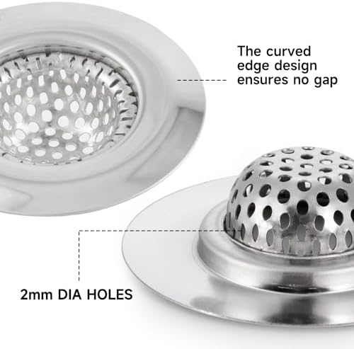 2PCS Bathroom Sink Drain Strainer Cover with Hair Catcher