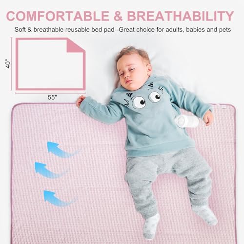 Ntoaujao Reusable Bed Pads 40x55 Waterproof Cotton For Adults Elderly Kids Pets