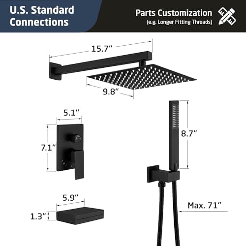 KES 10 Inch Bathroom Sink Drain with Hair Catcher and Shower System 1