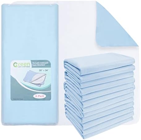 Green Life Universe Reusable Incontinence Bed Pad 30x34 6 Pack
