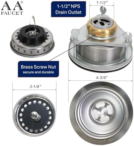 AA-137 3-12 Inch Stainless Steel Drain Strainer Kit 1