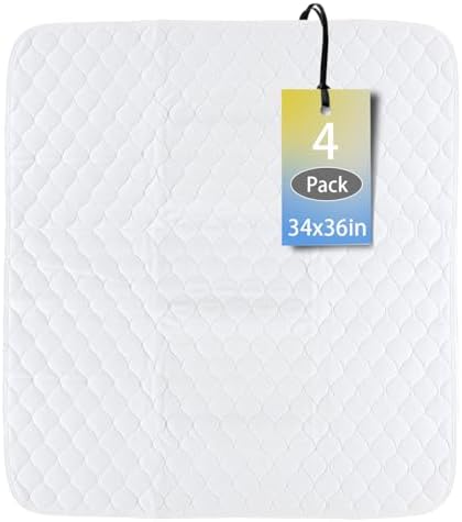 Brosive Reusable Incontinence Bed Pads 8 Cups 34x36 Inch 4 Pack