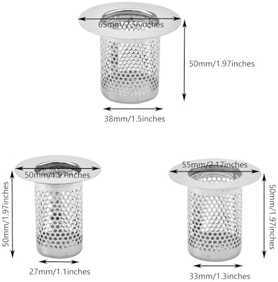 Faotup 3Pcs Stainless Steel Sink Strainer for Kitchen and Bathroom