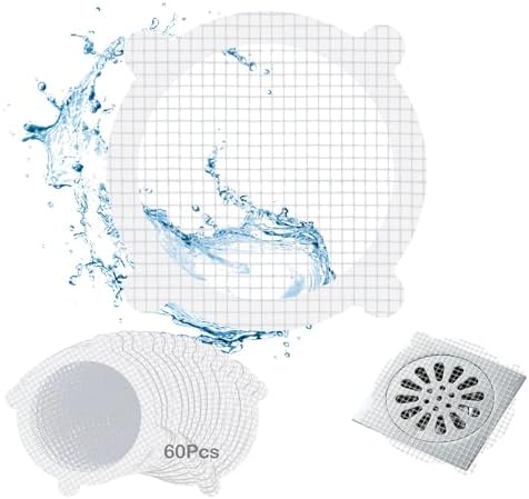 HIKIMA 60Pcs Disposable Shower Drain Cover Hair Catcher