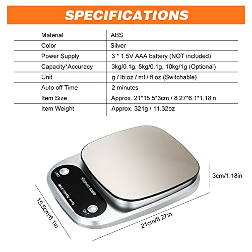 YIWENG Digital Kitchen Scale 10kg 1g Waterproof Baking Scale