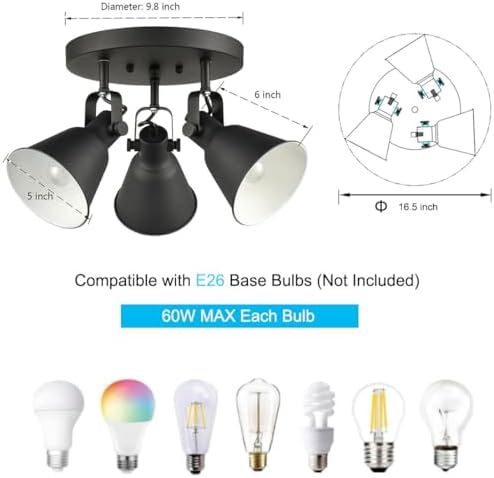 DIRYZON EUL 3 Light Ceiling Spot Light Matte Black Industrial Design