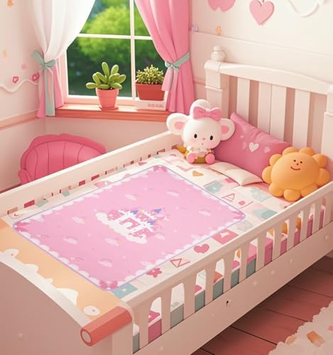 Landofgenie Pink Candy Castle Bed Pad Waterproof Reusable for Adults