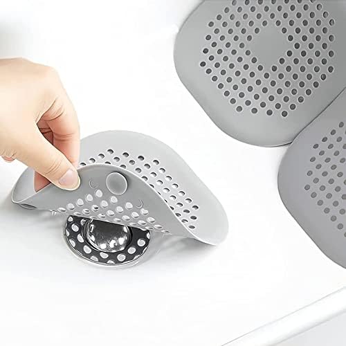 2 Pieces Shower Drain Hair Catcher with Sucker Water Trap Cover Grey