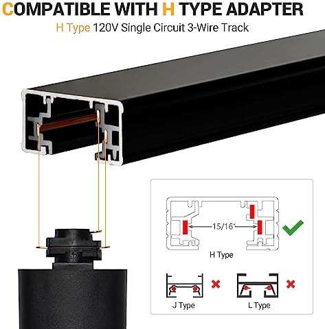 TuyuBEE 20FT H Track Lighting Rails Kit - Black