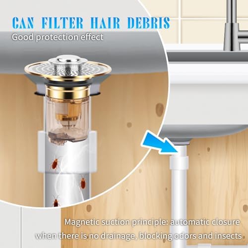 CHICHAUS 2 in 1 Bathroom Sink Stopper with Drain Strainer
