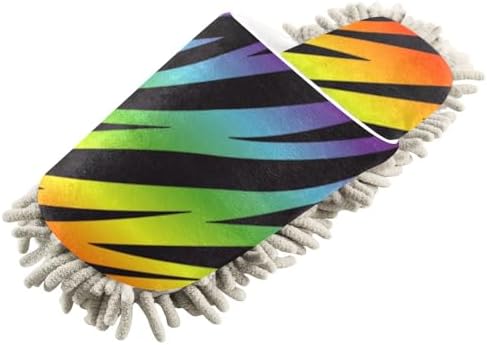 Sinestour Rainbow Zebra Mop Slippers for Floor Cleaning