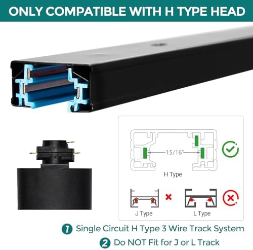 iCreating 13ft Black H Track Lighting Rails Kit