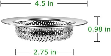 2 Pack Stainless Steel Kitchen Sink Strainer with Large Wide Rim 45 Inch