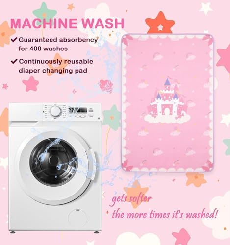 Landofgenie Pink Candy Castle Bed Pad Waterproof Reusable for Adults