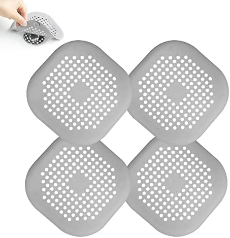 4 Piece Drain Covers Hair Stopper for Shower and Kitchen