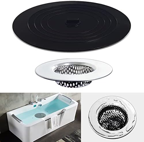 Huntonry 2PCS Drain Strainer Stopper Kit for Bathtub Shower and Sink