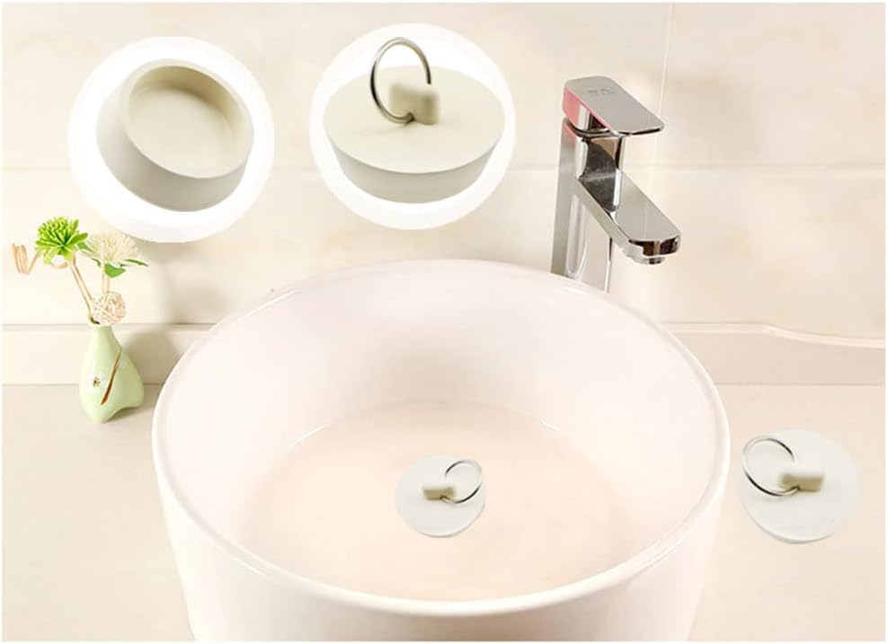 ZYAMY 4pcs White Drain Stopper with Hanging Ring 1