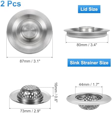 Uxcell 2 Pcs Kitchen Sink Strainer Stoppers Silver