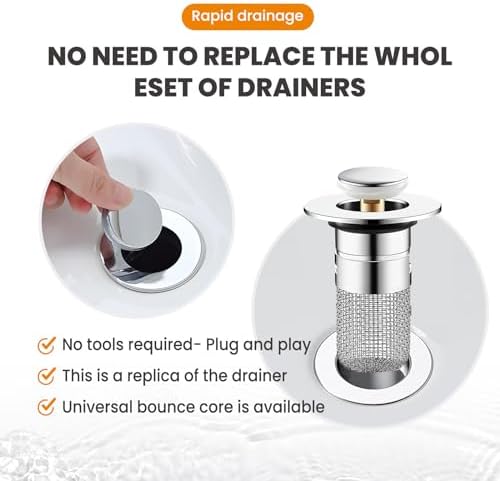 NOCRLG Universal Sink Drain Strainer with Pop-Up Mechanism