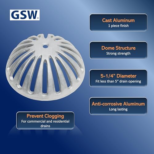 GSW Heavy Duty Aluminum Drain Strainer 5-14 Diameter