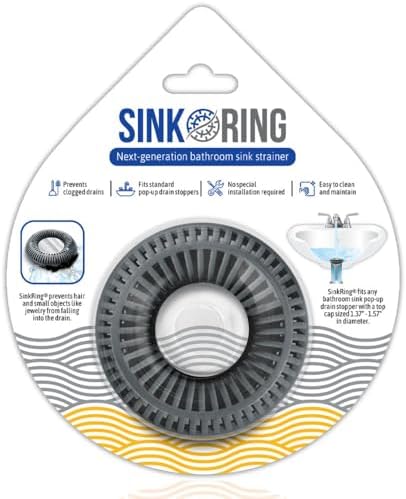 SinkRing Hair Catcher Drain Protector for Sinks Charcoal Gray 1